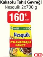 NESTLE NESQUİK KAKAOLU TAHIL GEVREĞİ 2X700 G fiyat ve kampanya bilgisi
